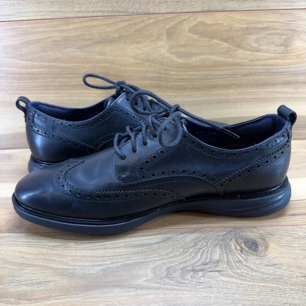 Cole Haan Grand Evolution Wingtip Oxford Men 11.5M Black Leather Business Casual